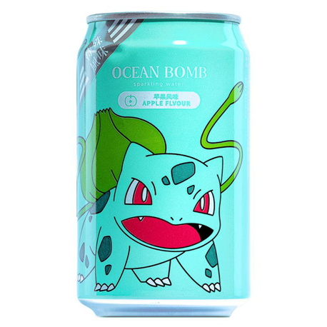 Ocean Bomb Pokemon Bulbasaur Apple Flavour Sparkling Water (330ml)