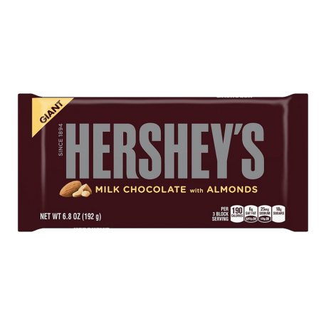 Hershey's Milk Chocolate Whole almond Giant bar 198g